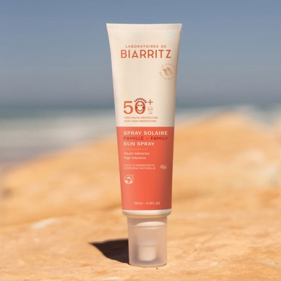 Spray solare SPF50+ bio formato famiglia Laboratoires de Biarritz | Volo di Fiori EcoBio Distribuzione